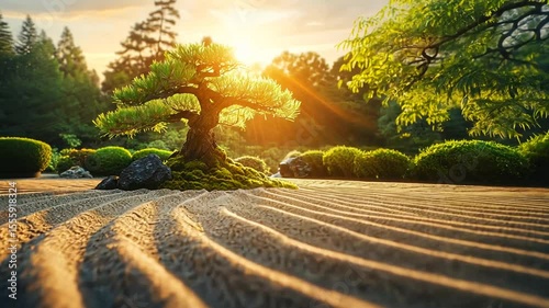 Zen Garden at Sunset