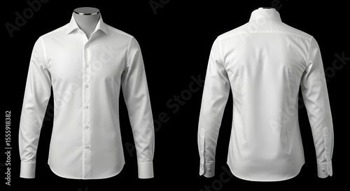 Men's White Slim Fit Dress Shirt - Professional Long Sleeve Formal Button-Up