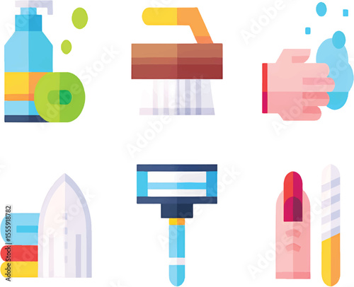 Hygiene Routine Icons Set for Bathroom Habits, Self-Care, and Healthy Living Graphics