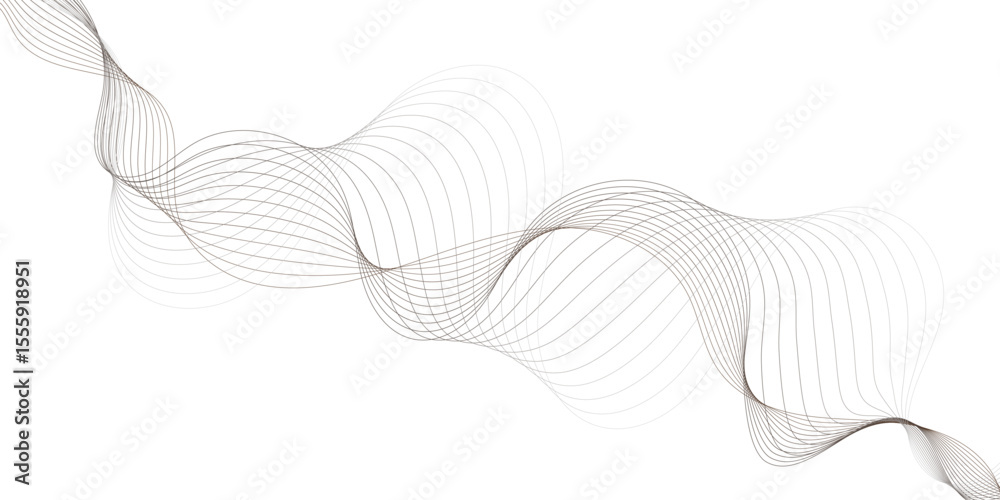 modern grey brown wavy lines Digital frequency track equalizer background. Curved wave smooth stripe seamless pattern white background.