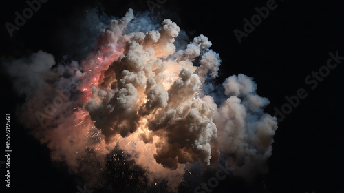 Spectacular detonation illuminates the night sky with a mesmerizing pyrotechnic display