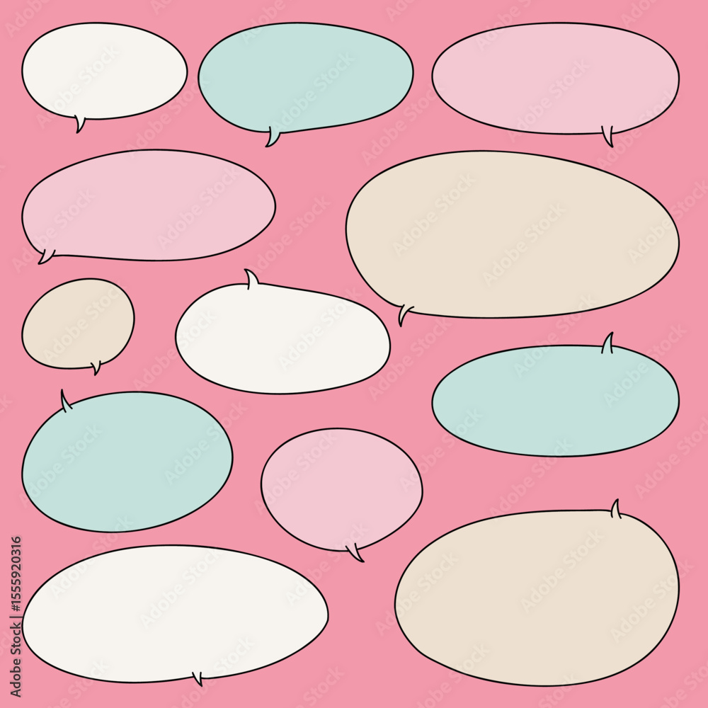 Starting Conversations Talking Bubbles Vector Illustration in Pastel Colors