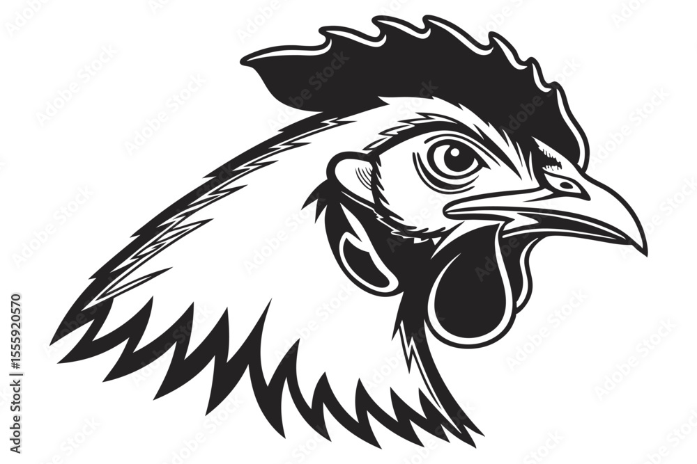 Obraz premium Chicken Head Silhouette Illustration