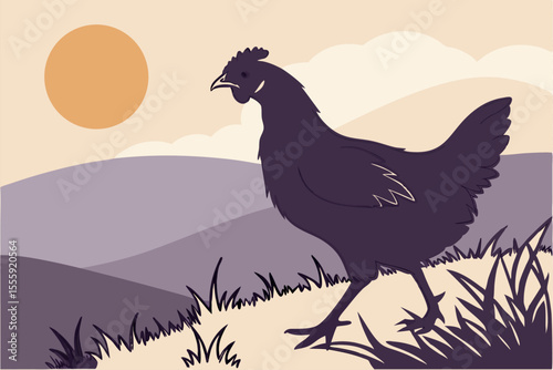 Black Hen Silhouette – Vector Illustration