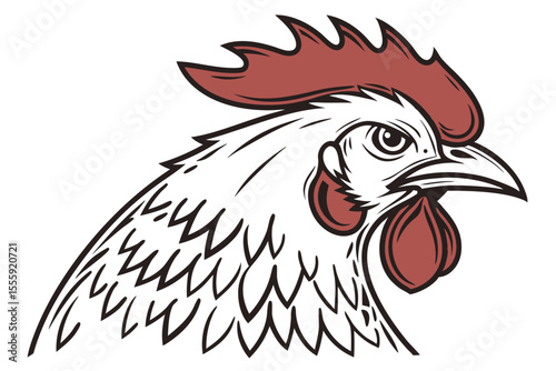 Vector Art of Chicken Head Isolated on White