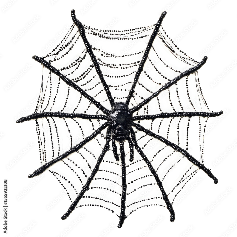 Fototapeta premium Halloween Spider Web Decoration isolated on a transparent background