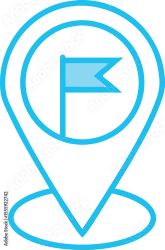 Map pin with flag icon, checkpoint or destination marker