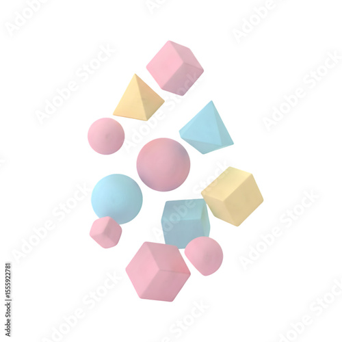 Free Download Photo of pastelcolored geometric shapes float in a dynamic composition isolated on transparent background - GFXLoad