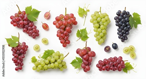 A Colorful Collection of Fresh Grapes Red, Green, and Black Varieties