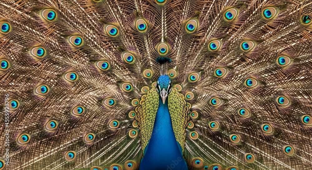 Obraz premium Peacock Feather Close-Up in Full Spread