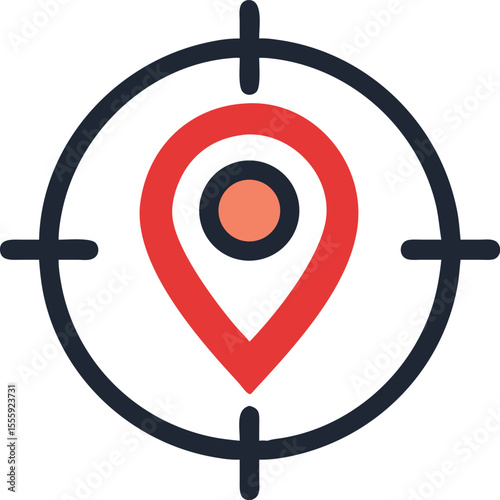 Target with map pin in center, accurate location concept