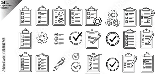 Clipboard and Checklist Icons Set