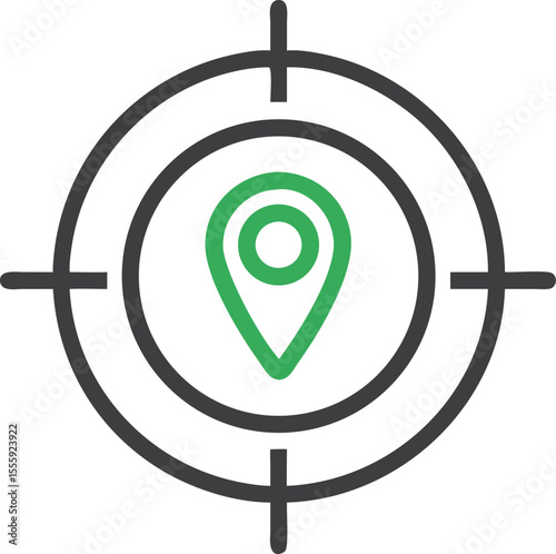 Crosshair with pin icon, target location concept, clean vector