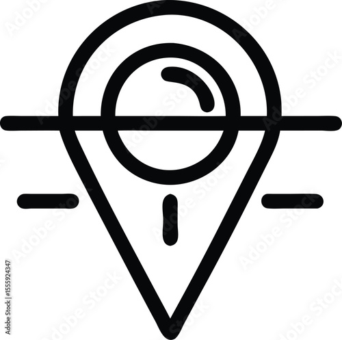 GPS navigation pointer icon, sharp black lines, white backdrop