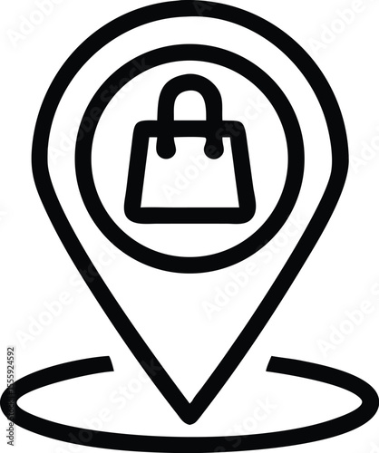 Location icon with shopping bag, store location symbol