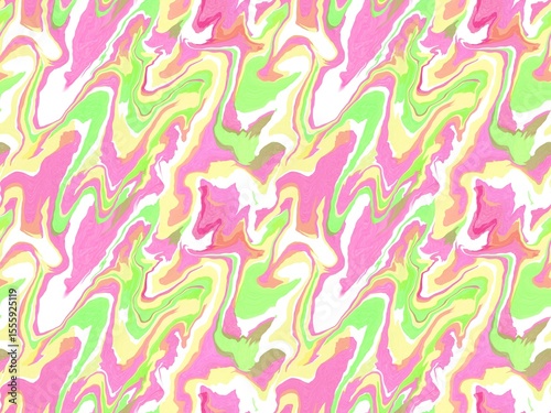 Seamless Tropical Marble Pattern – Bright Abstract Swirl Design in Pink, Green, and Yellow for Fashion and Textile Needs