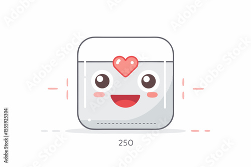 minimal glass emoji heart eyes translucent style