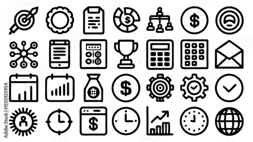 set of icons Modern outline icons for SEO, article writing, and online publishing.
