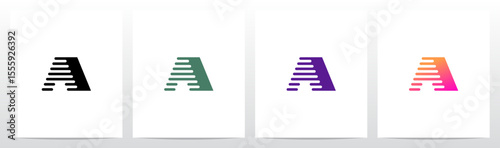 Lines Retro Graphic Horizontal Parallel Strokes Initial Letter Logo Design A