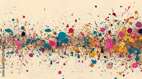 Colorful Paint Splatter on Neutral Canvas.isolated white background.