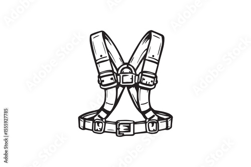 Safety harness line art and black color
