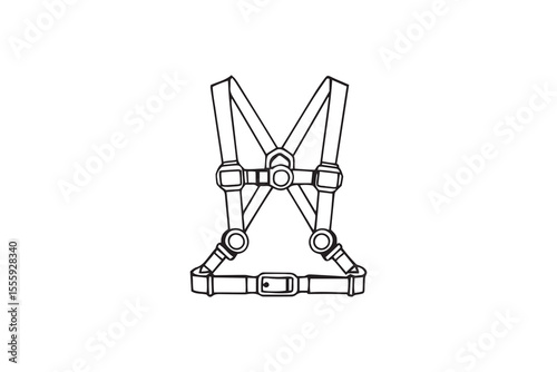 Safety harness line art and black color