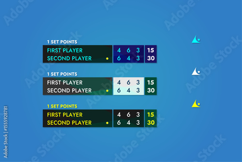 sports TV banner for broadcasting tennis games keeping score