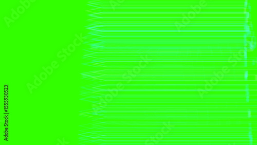 Vivid green pulses beneath streaming white liness