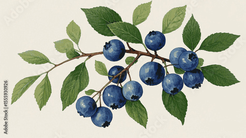 Forest Amethysts blue berries tree isolated watercolor vector illustration svg