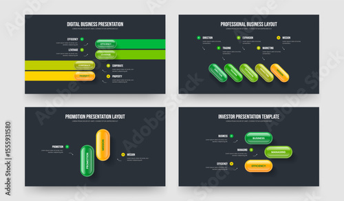 Professional Analysis 4 5 2 3 Option Infographic Frame Design Collection. Visual Review Four Five Two Three Element Diagram Slideshow Template Vector Illustration Bundle.