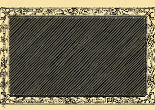 Elegant vintage decorative frame with ornate details and a textured background