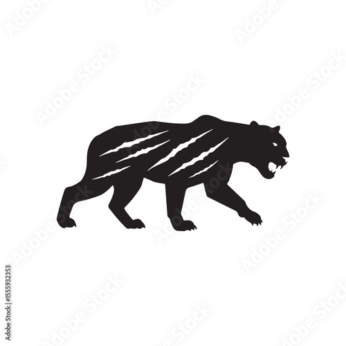 Panther scratches silhouette vector flat illustration design.