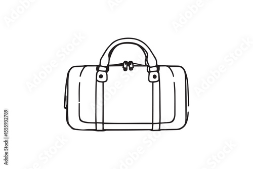 leather travel bag line art and black color 