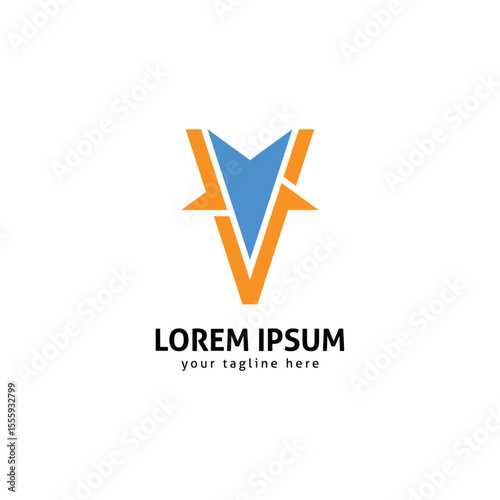 Modern Star with Letter V Logo, Minimalist Geometric Logo Design.