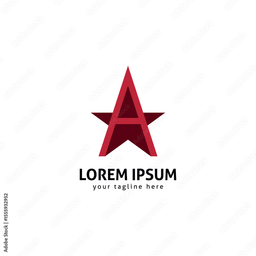 Obraz premium Bold Letter A with Star Logo Design, Abstract Red Logo Icon.