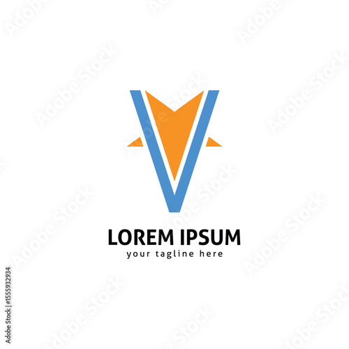 Modern Star with Letter V Logo, Minimalist Geometric Logo Design.