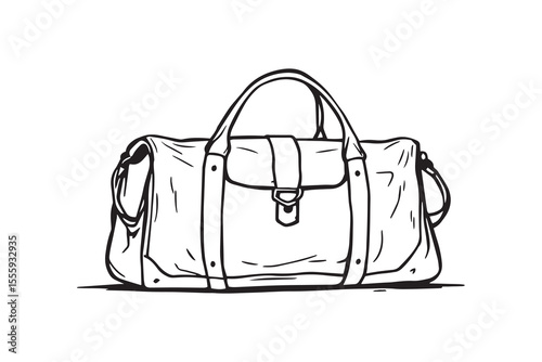 leather travel bag line art and black color 
