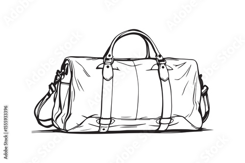 leather travel bag line art and black color 
