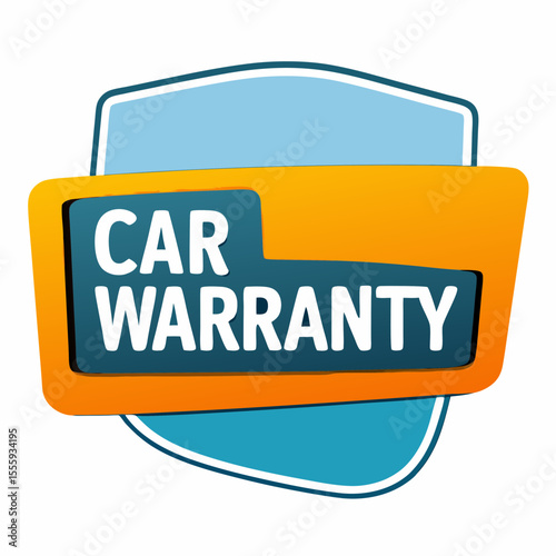 Modern car warranty badge in orange and blue design