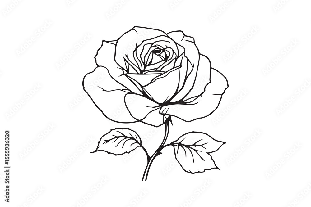 Obraz premium Rose line art and black color