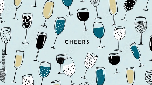Cheers celebration background with wine glasses
