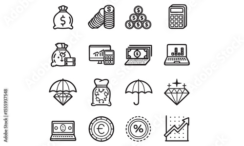 investment set icon vector