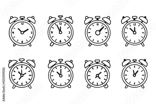 Alarm clock line art and black color