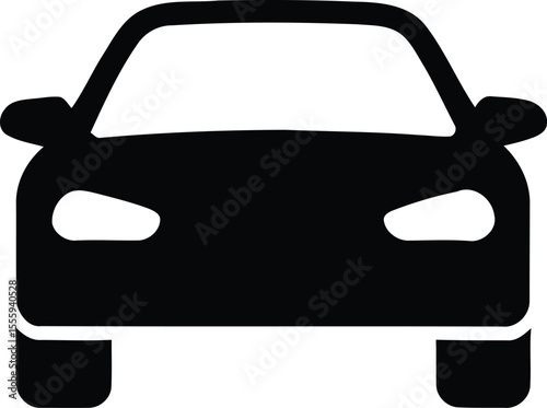 Front View Car Icon Silhouette Vector Illustration