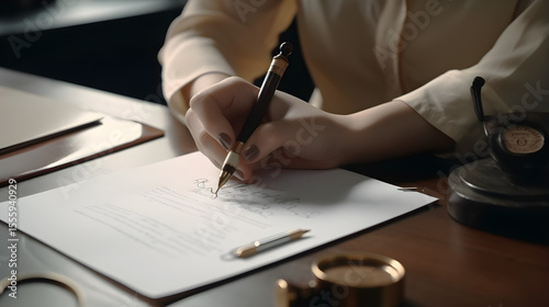 Business trademark registration concept. Entrepreneur submitting legal documents to register brand name and logo.