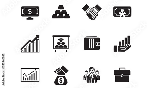 investment set icon vector