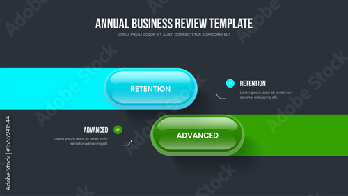 Creative Proposal Slideshow Design Vector Illustration. Visual Briefing 2 Element Infographic Presentation Template. Corporate Planning Two Option Diagram Frame Layout.