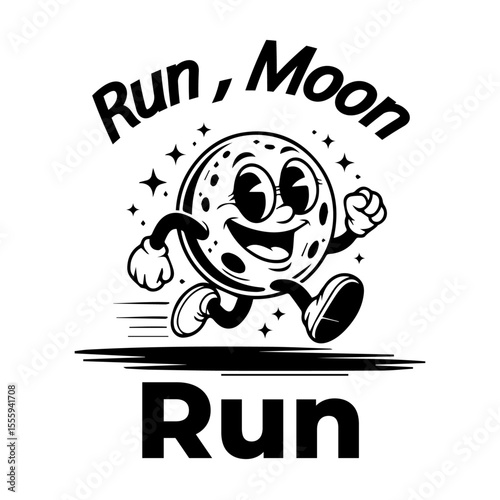Run moon typography t shirt design