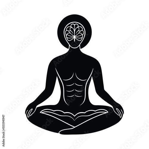 Serene person meditating cross legged radiating peaceful energy and spiritual calm in a tranquil setting