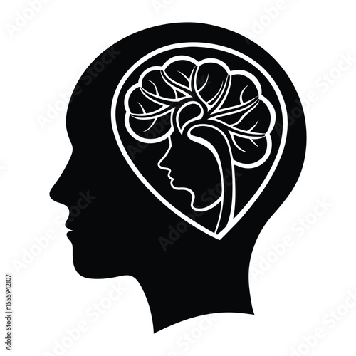 Side profile human head silhouette with a subtle gradient and clean lines suitable for advertising banners and branding